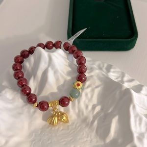 Gender Neutral Cinnabar with Jade Bracelet